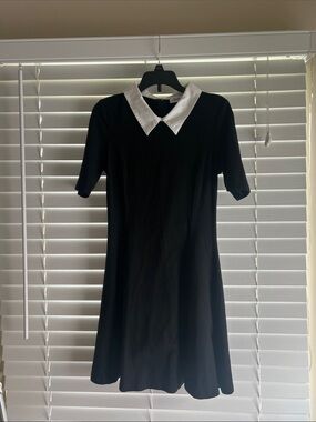 Black Mini Dress with White Collar Wednesday Adams Dress Size XS